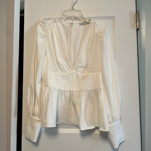 Amanda Uprichard Pearl Sleeve White Blouse